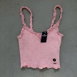 Hollister Light Pink Smocked Ruffle Crop Camisole BNWT